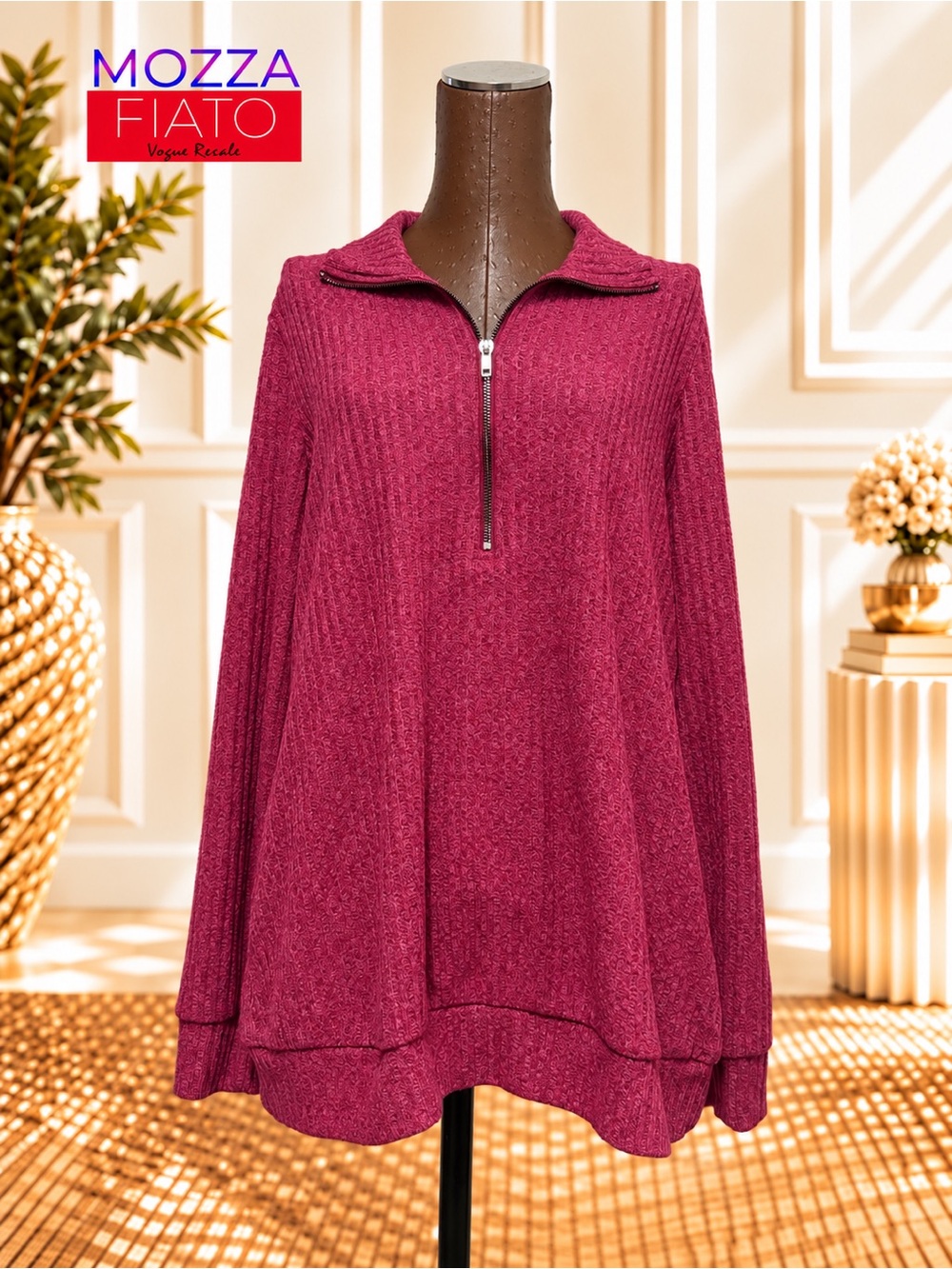3for$20 torrid size 0 = large Raspberry Half-Zip Ribbed Pullover